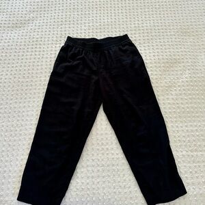 High-waisted linen-blend straight pants